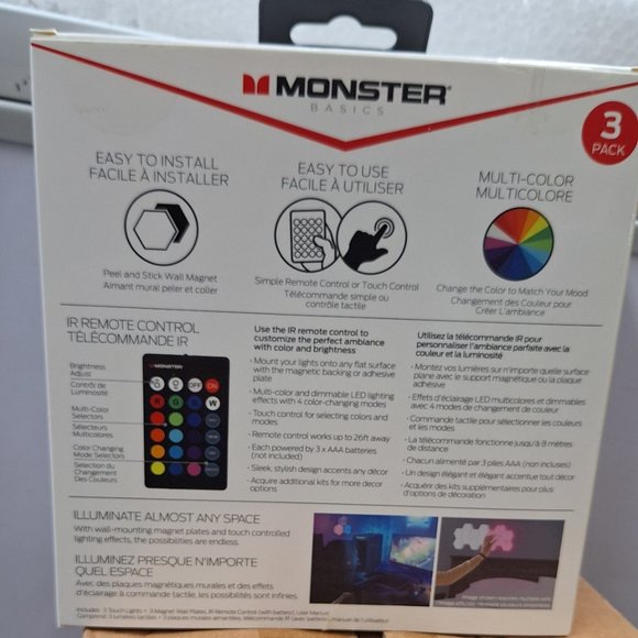 Hexagon Remote Control Multi-Color LED Touch Light, Wall-Mounted, Four Color-Cha - Picture 4 of 7